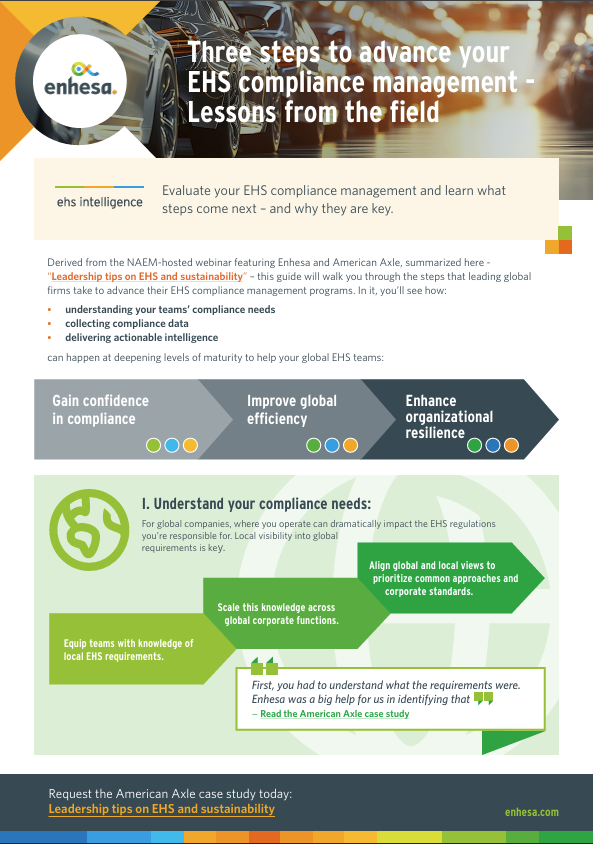 Three steps to advance your EHS compliance management - Lessons from the field